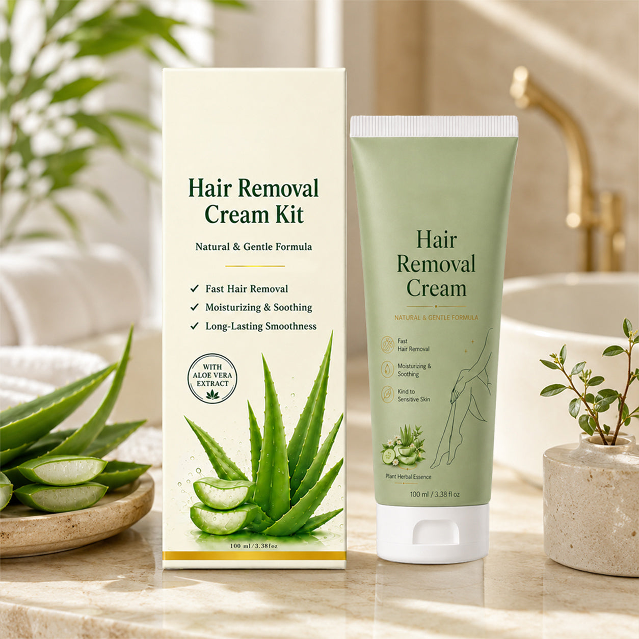 Natural Gentle Hair Removal Cream | For Women & Men, Sensitive Skin
