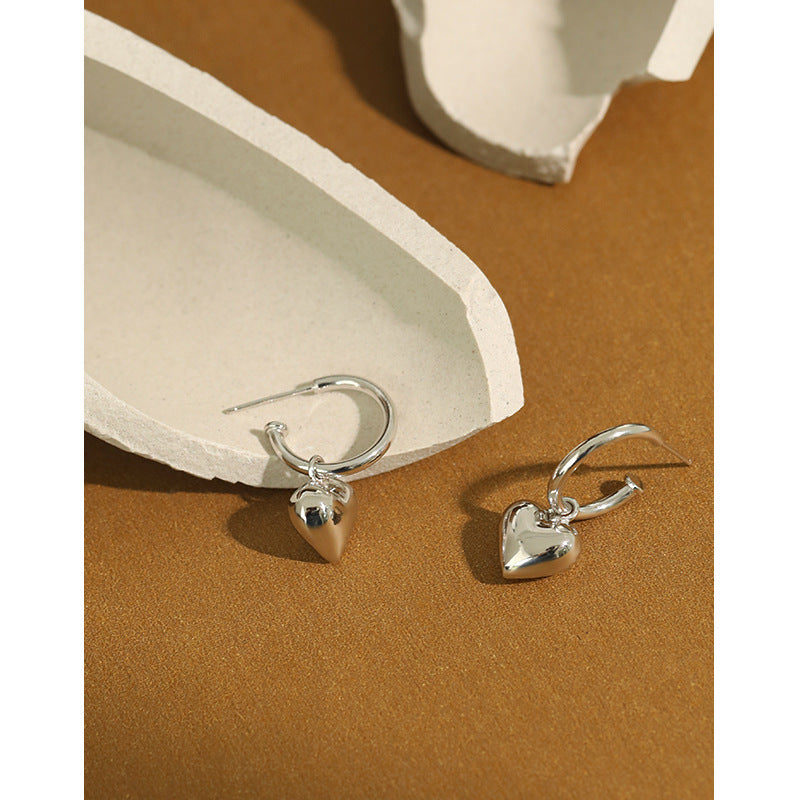 Simple temperament love heart-shaped pendant earrings women's versatile earrings