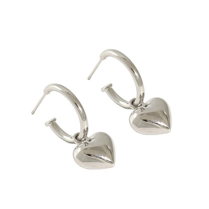 Simple temperament love heart-shaped pendant earrings women's versatile earrings