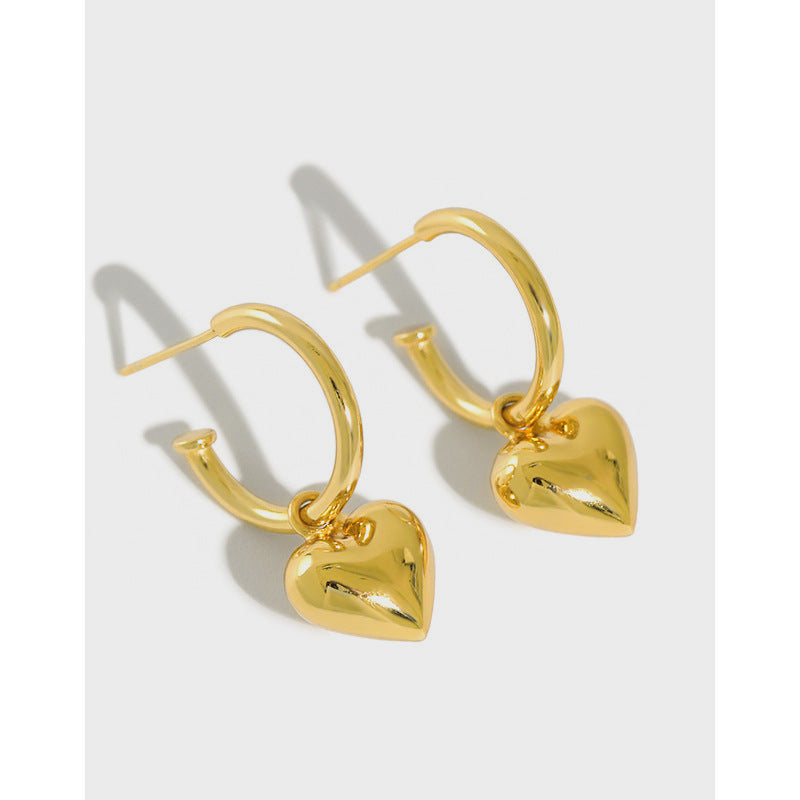 Simple temperament love heart-shaped pendant earrings women's versatile earrings